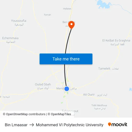 Bin Lmaasar to Mohammed VI Polytechnic University map