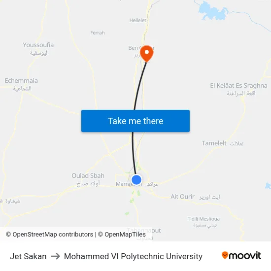 Jet Sakan to Mohammed VI Polytechnic University map