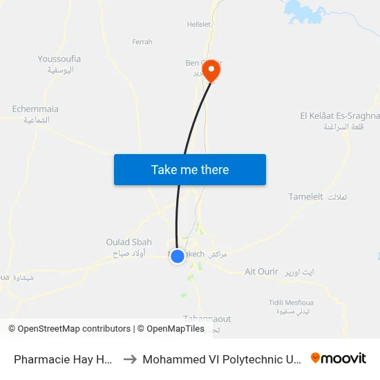 Pharmacie Hay Hassani to Mohammed VI Polytechnic University map