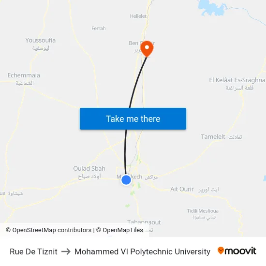 Tiznit Street to Mohammed VI Polytechnic University map