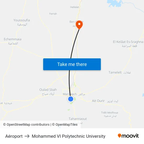 Aéroport to Mohammed VI Polytechnic University map