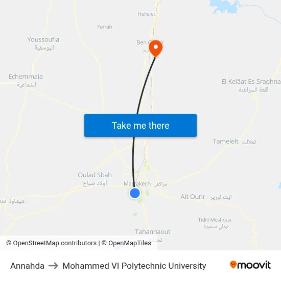 Annahda to Mohammed VI Polytechnic University map
