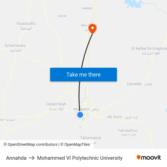 Annahda to Mohammed VI Polytechnic University map
