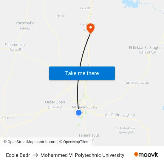 Ecole Badr to Mohammed VI Polytechnic University map