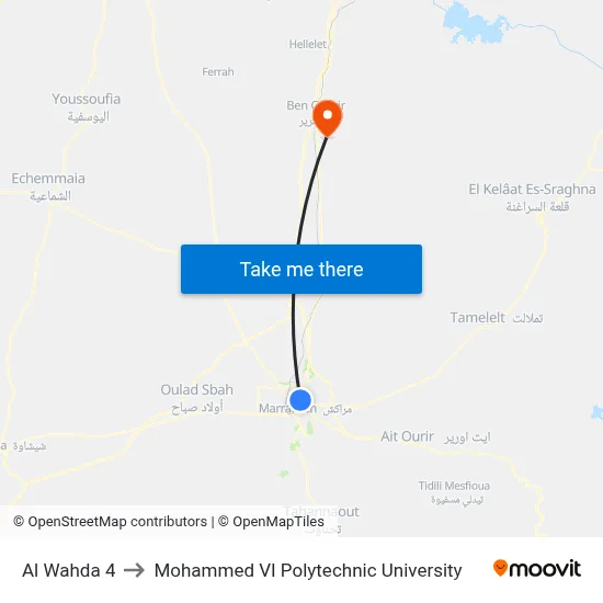 Al Wahda 4 to Mohammed VI Polytechnic University map