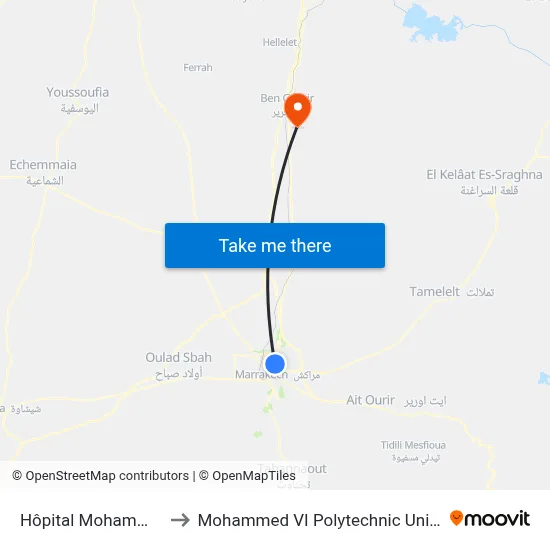 Mohammed 6 Hospital to Mohammed VI Polytechnic University map