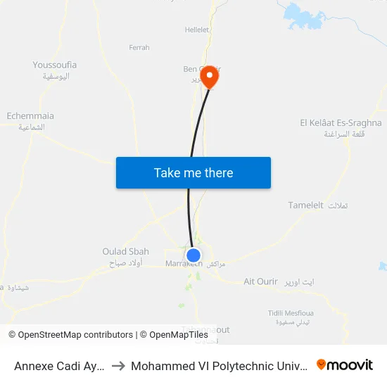 Annexe Cadi Ayyad to Mohammed VI Polytechnic University map