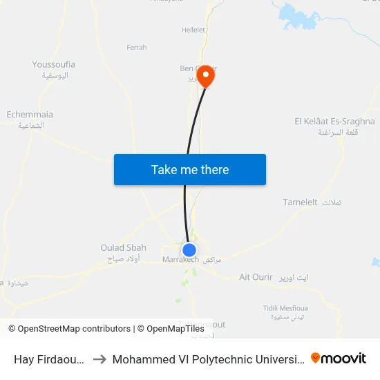 Hay Firdaouss to Mohammed VI Polytechnic University map
