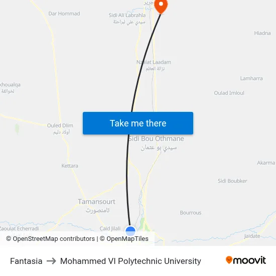 Fantasia to Mohammed VI Polytechnic University map