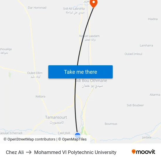 Chez Ali to Mohammed VI Polytechnic University map