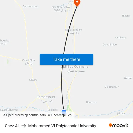 Chez Ali to Mohammed VI Polytechnic University map