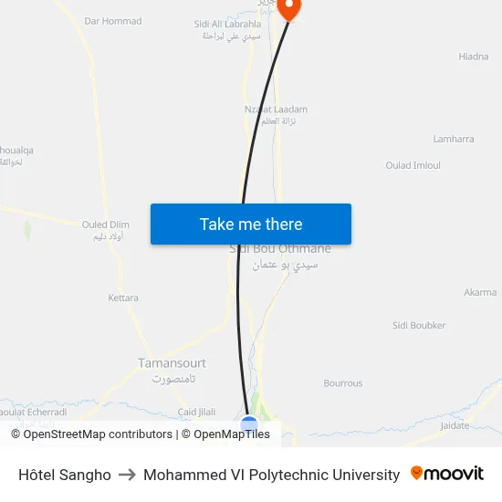 Sangho Hotel to Mohammed VI Polytechnic University map