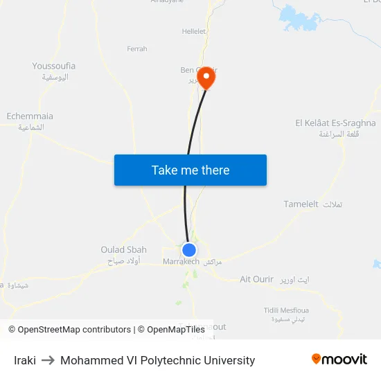 Iraki to Mohammed VI Polytechnic University map