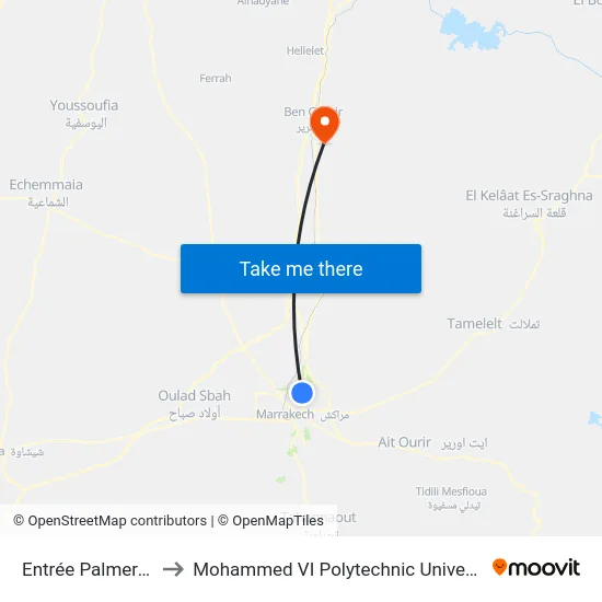 Entrée Palmeraie to Mohammed VI Polytechnic University map