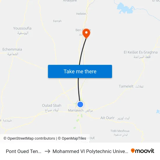 Pont Oued Tensift to Mohammed VI Polytechnic University map