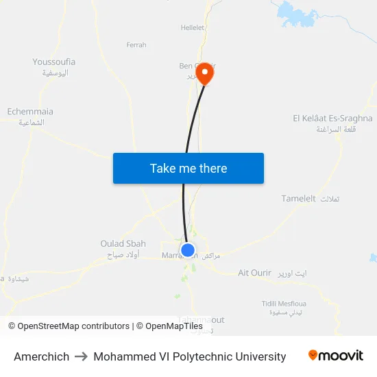 Amerchich to Mohammed VI Polytechnic University map