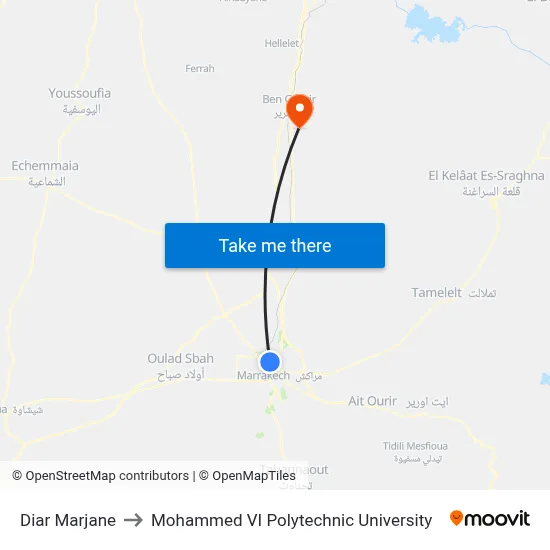 Diar Marjane to Mohammed VI Polytechnic University map