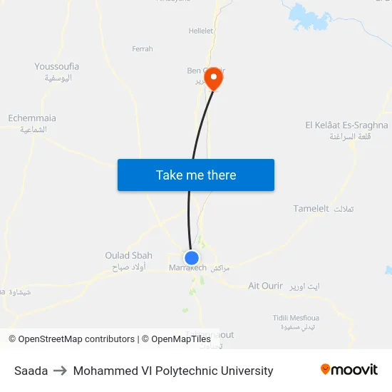 Saada to Mohammed VI Polytechnic University map