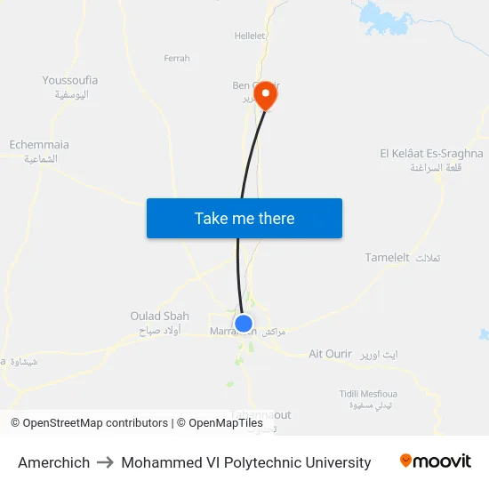 Amerchich to Mohammed VI Polytechnic University map