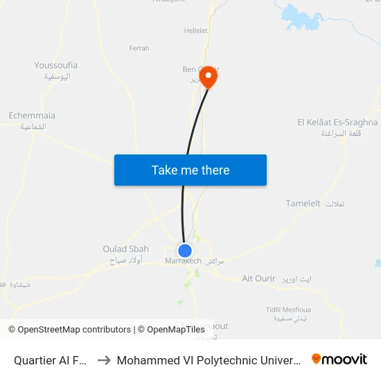 Quartier Al Fadl to Mohammed VI Polytechnic University map