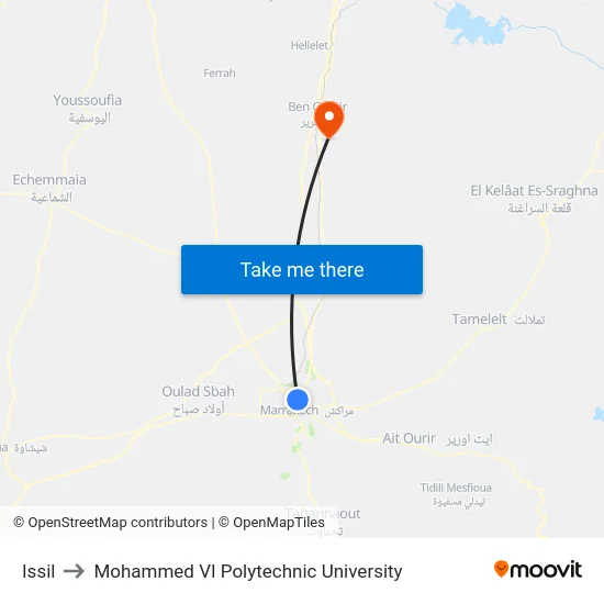 Issil to Mohammed VI Polytechnic University map