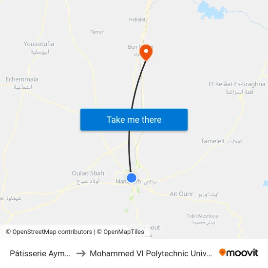 Pâtisserie Aymane to Mohammed VI Polytechnic University map