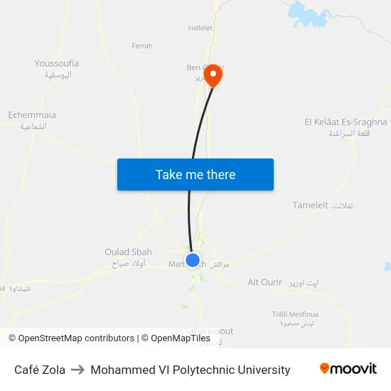 Café Zola to Mohammed VI Polytechnic University map