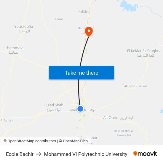 Ecole Bachir to Mohammed VI Polytechnic University map