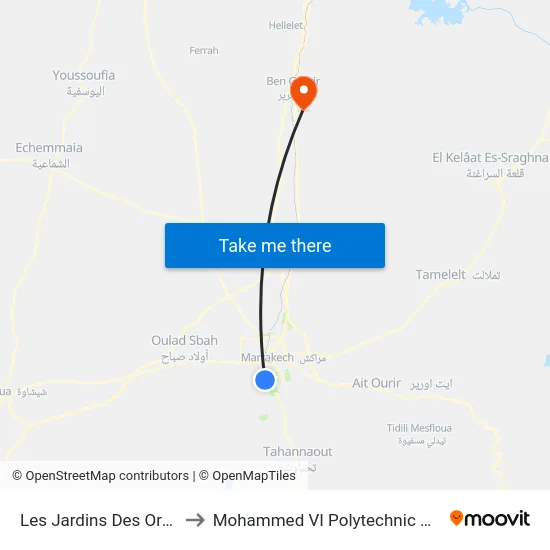 Les Jardins Des Orangers to Mohammed VI Polytechnic University map