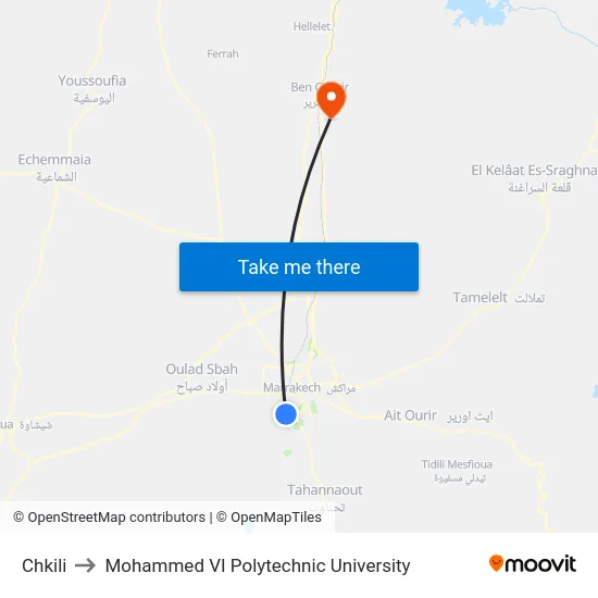 Chkili to Mohammed VI Polytechnic University map