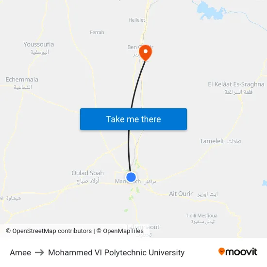 Amee to Mohammed VI Polytechnic University map