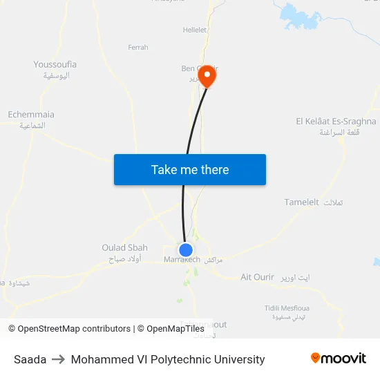 Saada to Mohammed VI Polytechnic University map