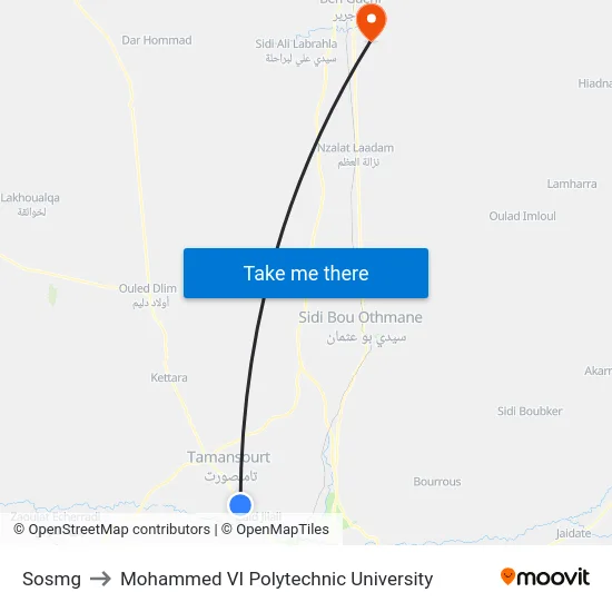 Sosmg to Mohammed VI Polytechnic University map