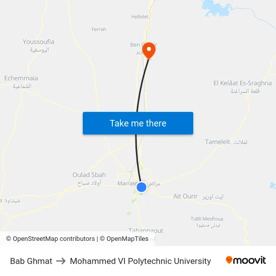 Bab Ghmat to Mohammed VI Polytechnic University map