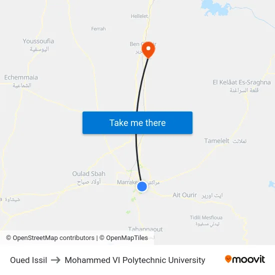 Oued Issil to Mohammed VI Polytechnic University map