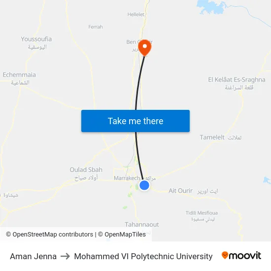 Aman Jenna to Mohammed VI Polytechnic University map