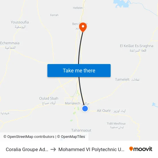 Coralia Groupe Addoha to Mohammed VI Polytechnic University map