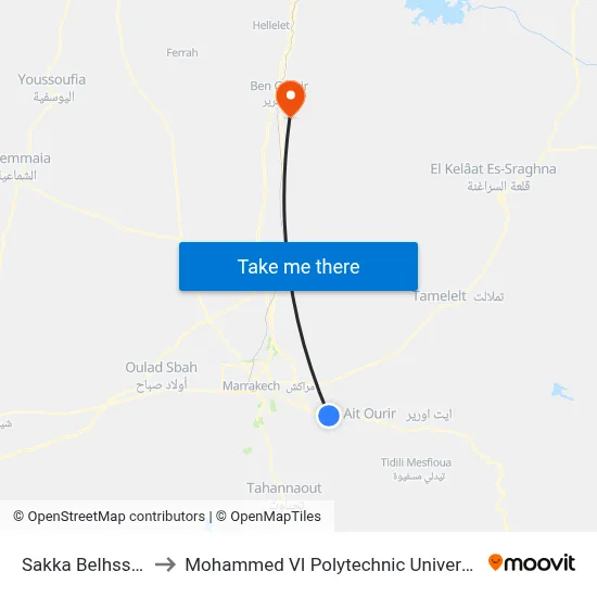 Sakka Belhssan to Mohammed VI Polytechnic University map