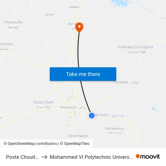 Poste Chouiter to Mohammed VI Polytechnic University map