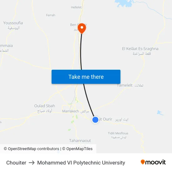 Chouiter to Mohammed VI Polytechnic University map