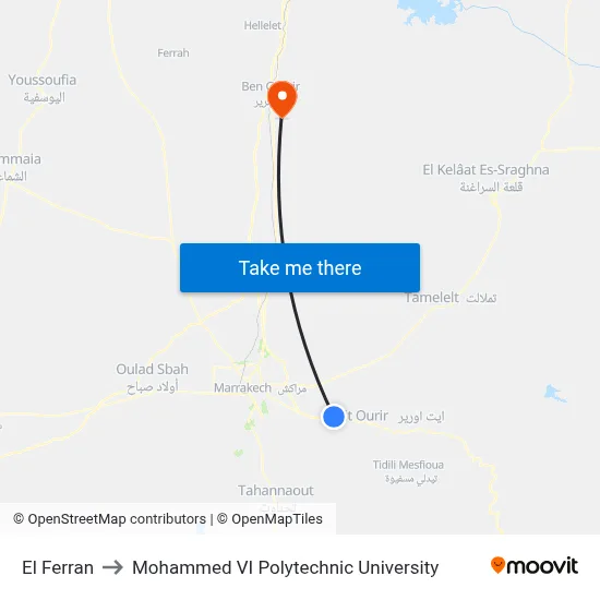 El Ferran to Mohammed VI Polytechnic University map