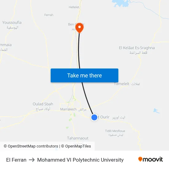 El Ferran to Mohammed VI Polytechnic University map