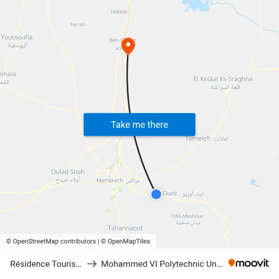 Tourist Residence to Mohammed VI Polytechnic University map