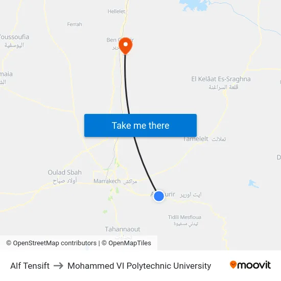 Alf Tensift to Mohammed VI Polytechnic University map