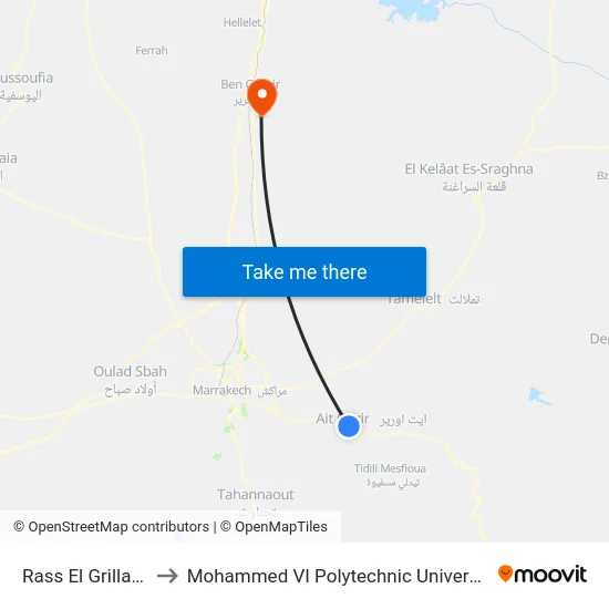 Rass El Grillage to Mohammed VI Polytechnic University map