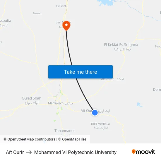 Aït Ourir to Mohammed VI Polytechnic University map