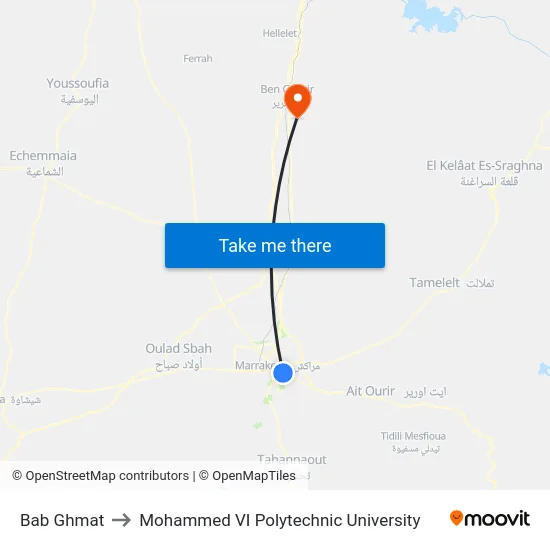 Bab Ghmat to Mohammed VI Polytechnic University map