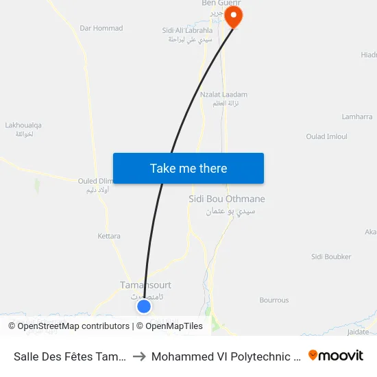 Salle Des Fêtes Tamensourt to Mohammed VI Polytechnic University map