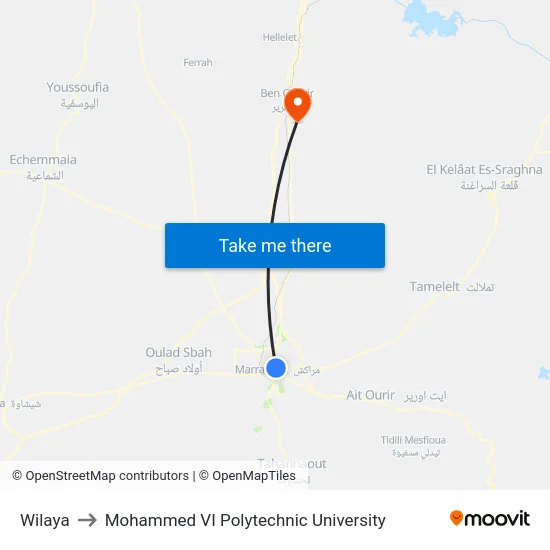 Wilaya to Mohammed VI Polytechnic University map