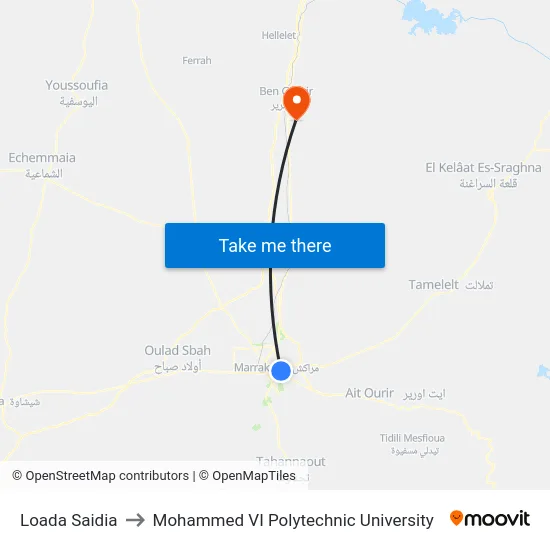 Loada Saidia to Mohammed VI Polytechnic University map
